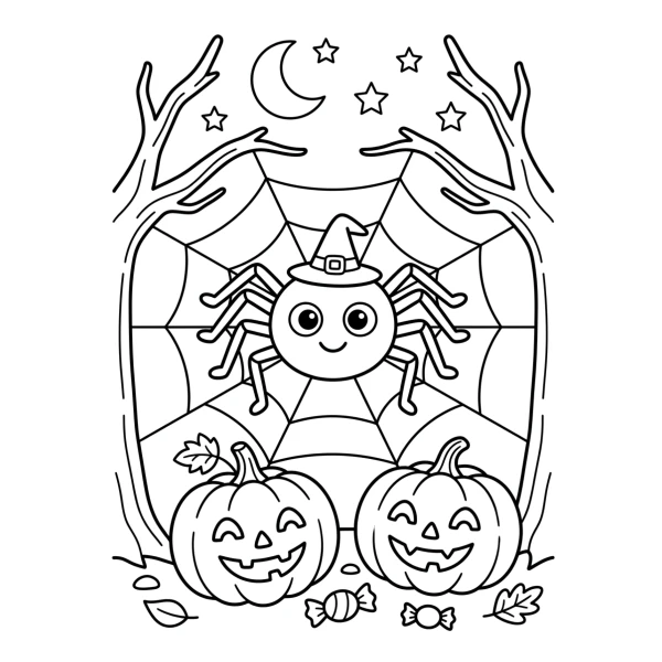 Coloriage Coloriage Petite Araignée Halloween à imprimer