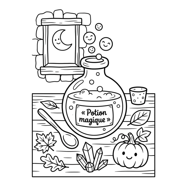 Coloriage Coloriage Potion Magique Halloween à imprimer