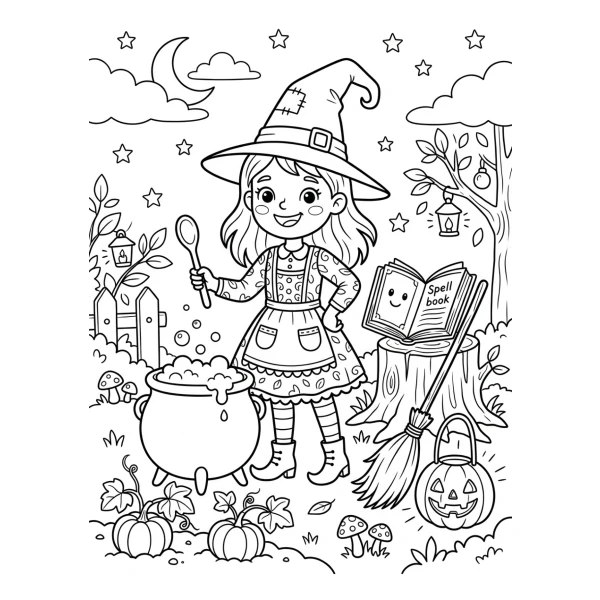 Coloriage Coloriage Sorcière Halloween à imprimer