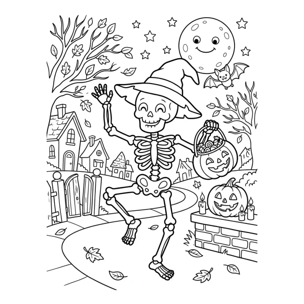 Coloriage Coloriage Squelette Halloween à imprimer