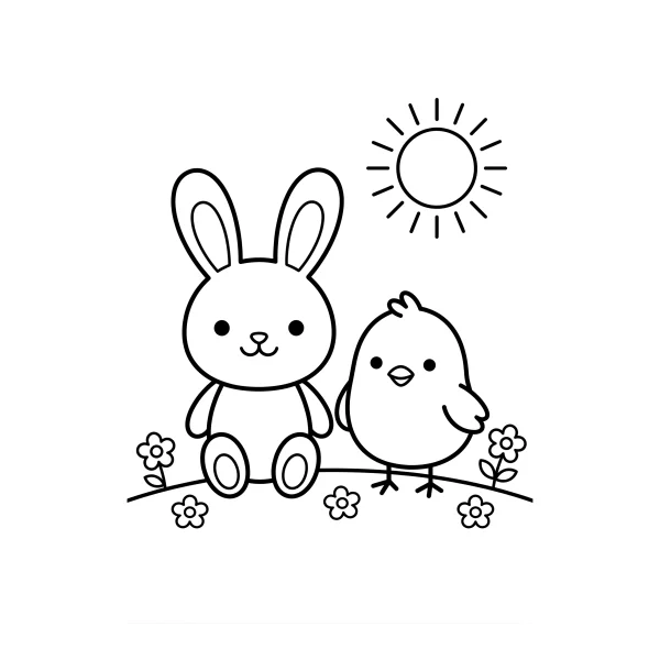 Coloriage Coloriage Kawaii Animaux Facile à imprimer
