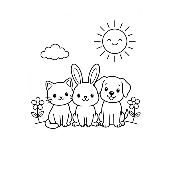 Coloriage Coloriage Kawaii Animaux Mignons à imprimer