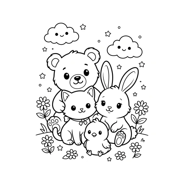 Coloriage Coloriage Kawaii Animaux à imprimer