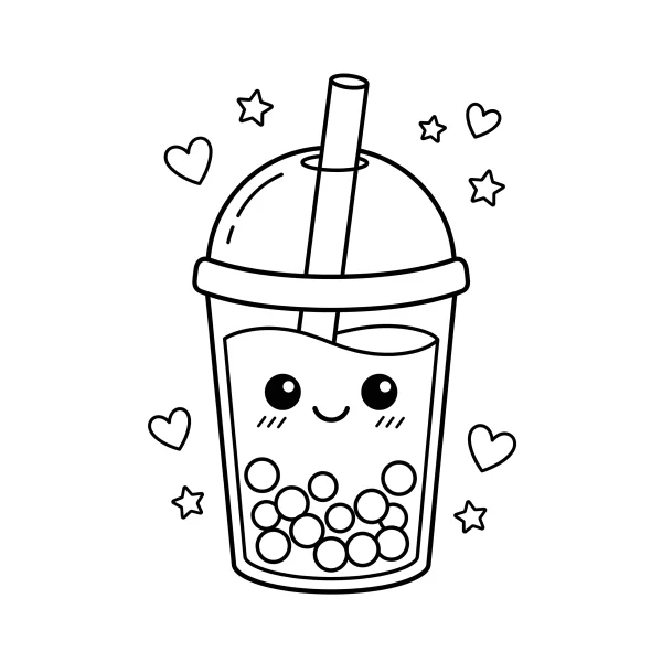 Coloriage Coloriage Kawaii Bubble Tea à imprimer