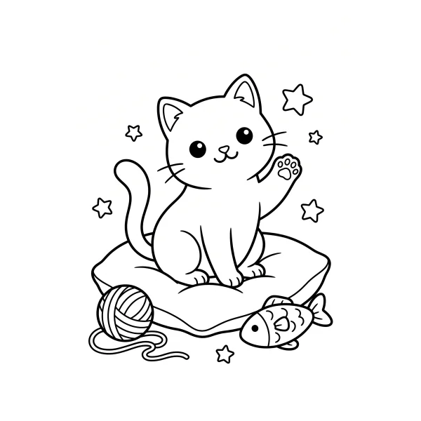 Coloriage Coloriage Kawaii Chat à imprimer
