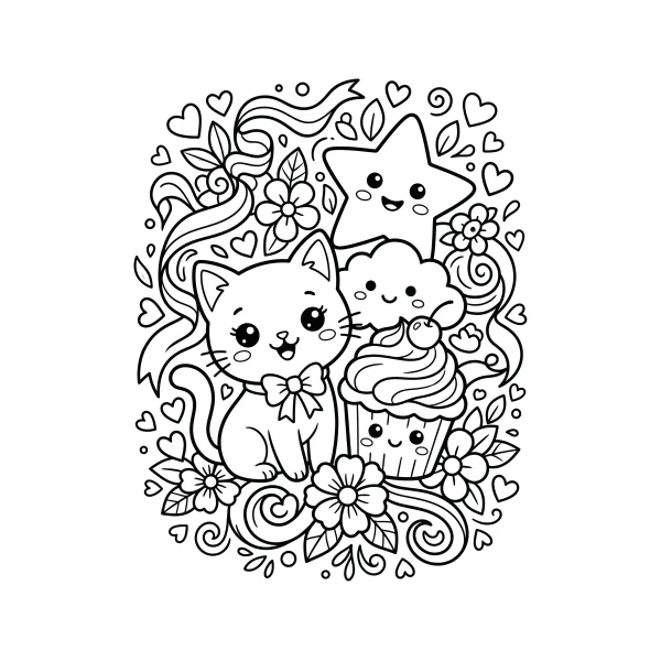 Coloriage Coloriage Kawaii Difficile à imprimer