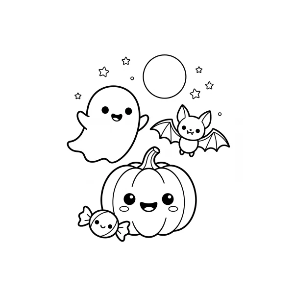 Coloriage Coloriage Kawaii Halloween à imprimer