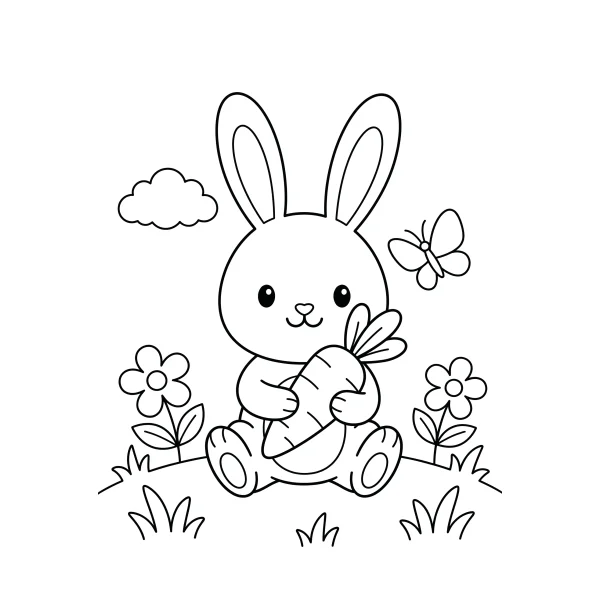 Coloriage Coloriage Kawaii Lapin à imprimer
