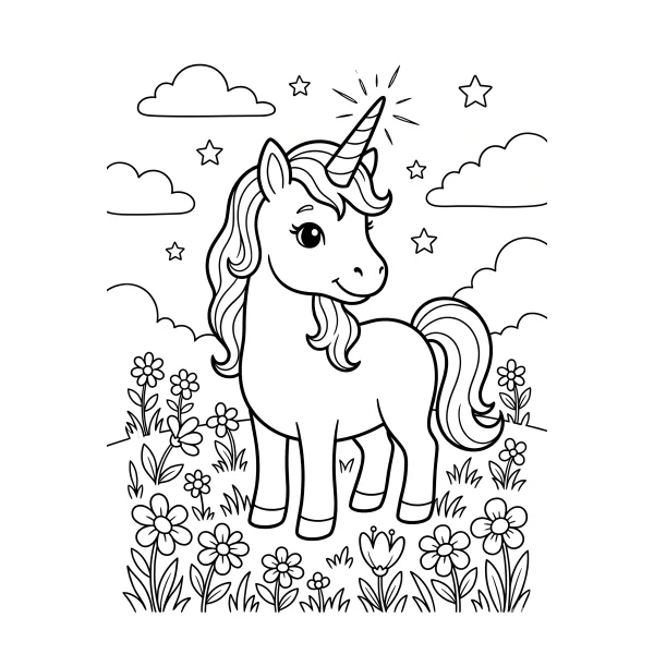 Coloriage Coloriage Kawaii Licorne à imprimer