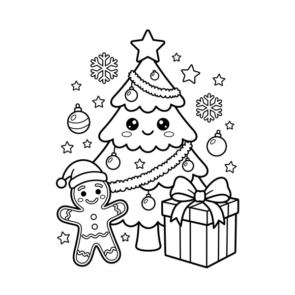 Coloriage Coloriage Kawaii Noël à imprimer