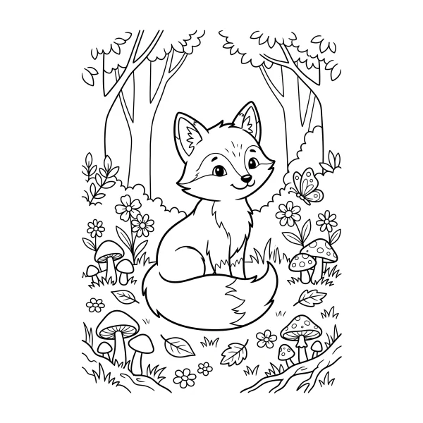 Coloriage Coloriage Kawaii Renard à imprimer