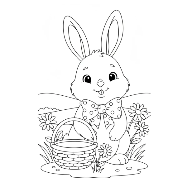 Coloriage Coloriage Lapin avec un Nœud à imprimer