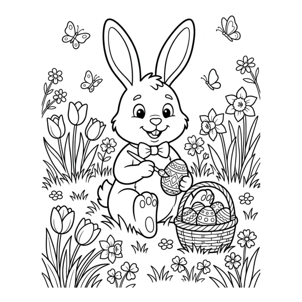 Coloriage Coloriage Lapin de Pâques à imprimer