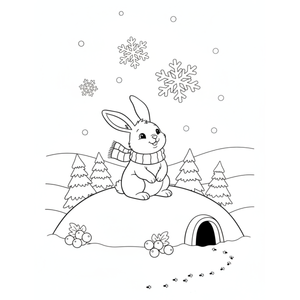 Coloriage Coloriage Lapin des Neiges à imprimer