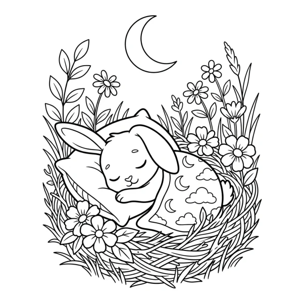 Coloriage Coloriage Lapin Endormi à imprimer