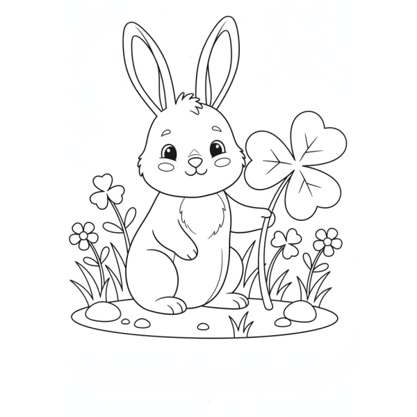 Coloriage Coloriage Lapin et Trèfle à imprimer