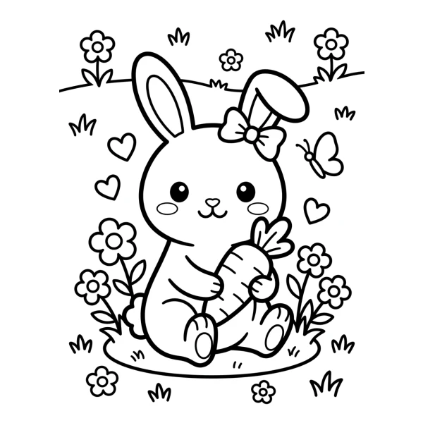Coloriage Coloriage Lapin Kawaii à imprimer
