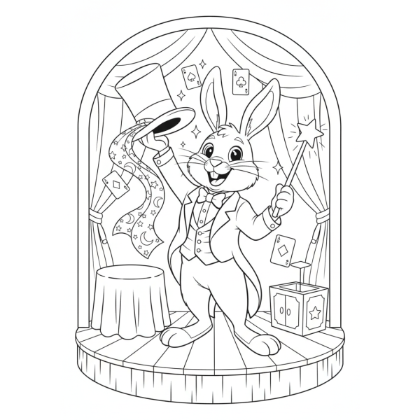 Coloriage Coloriage Lapin Magicien à imprimer