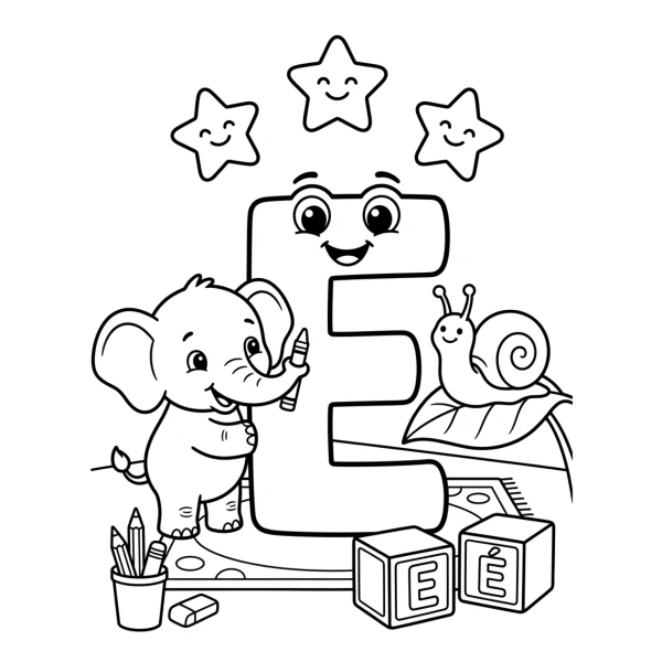 Coloriage Coloriage Lettre E à imprimer