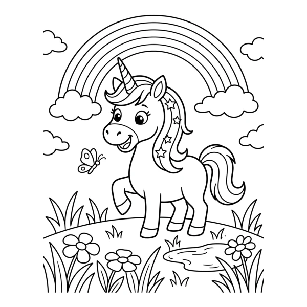 Coloriage Coloriage Licorne Arc-en-ciel à imprimer
