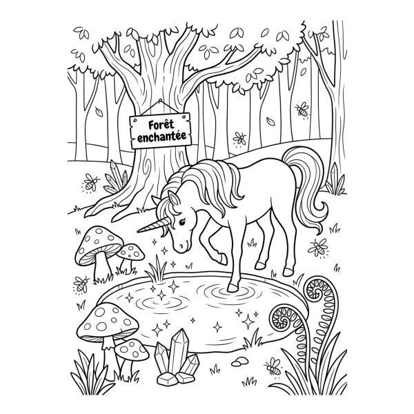 Coloriage Coloriage Licorne Enchantée à imprimer