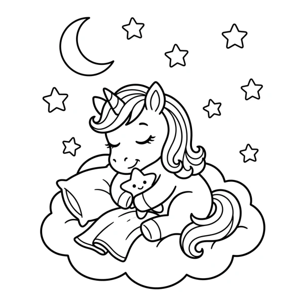 Coloriage Coloriage Licorne Endormie à imprimer