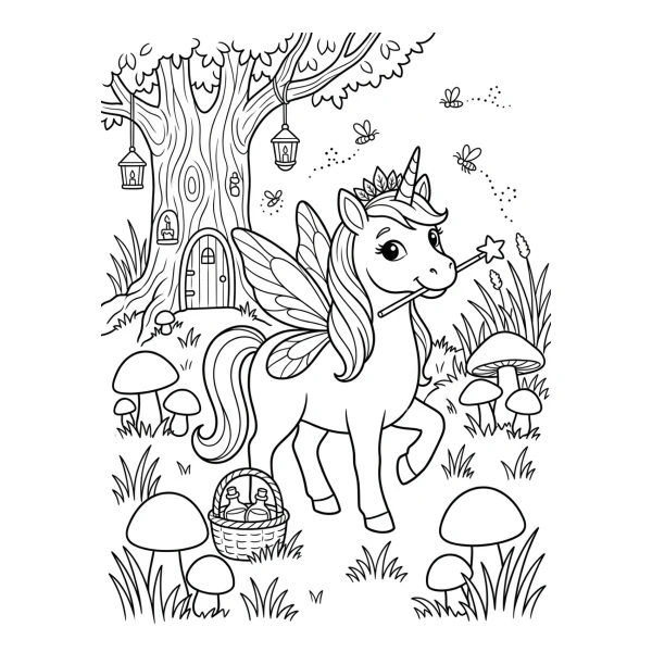 Coloriage Coloriage Licorne Fée à imprimer
