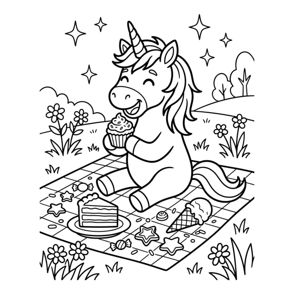 Coloriage Coloriage Licorne Gourmande à imprimer