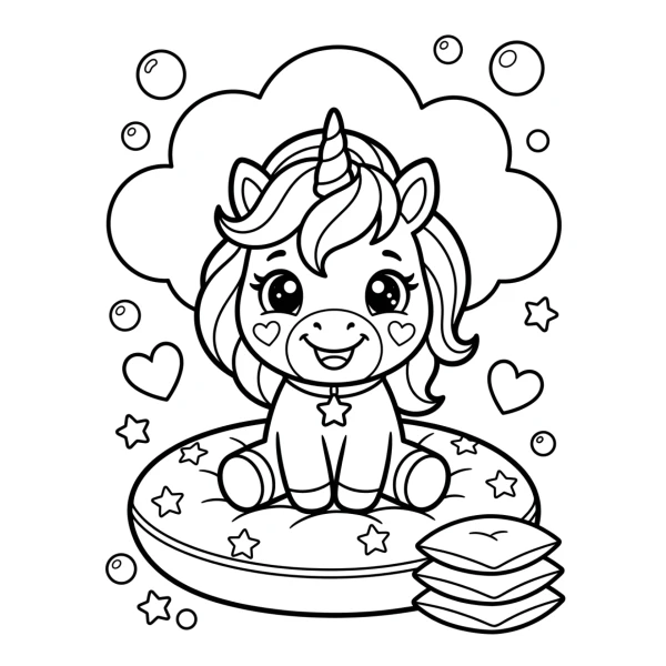 Coloriage Coloriage Licorne Kawaii à imprimer