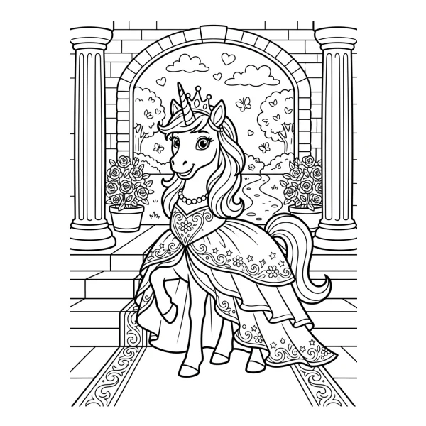 Coloriage Coloriage Licorne Princesse à imprimer