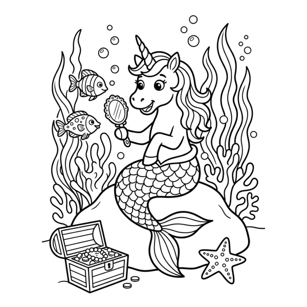 Coloriage Coloriage Licorne Sirène à imprimer
