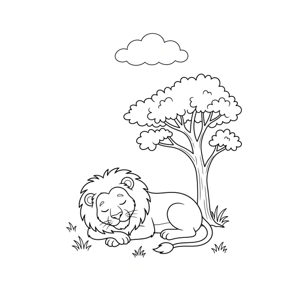 Coloriage Coloriage Lion Endormi à imprimer