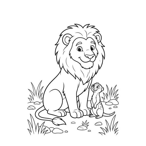 Coloriage Coloriage Lion et son Ami à imprimer