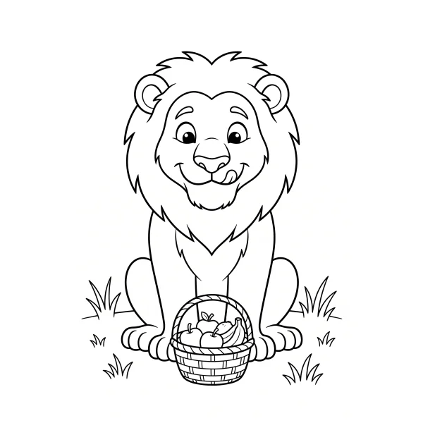 Coloriage Coloriage Lion Gourmand à imprimer