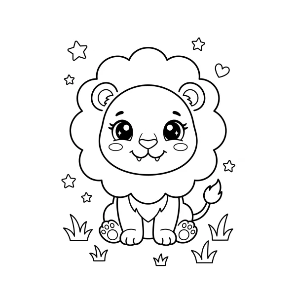 Coloriage Coloriage Lion Kawaii à imprimer