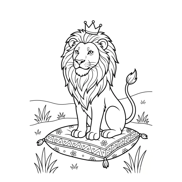 Coloriage Coloriage Lion Roi à imprimer