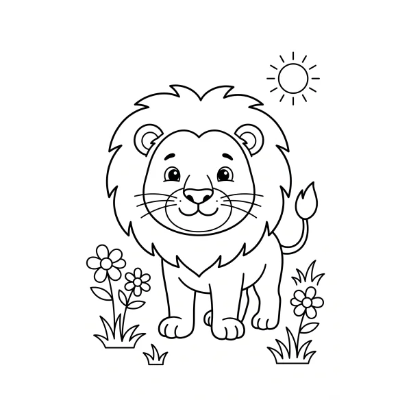 Coloriage Coloriage Lion Souriant à imprimer