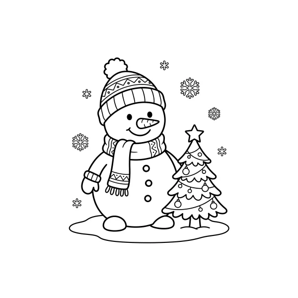 Coloriage Coloriage Bonhomme de Neige Noël à imprimer