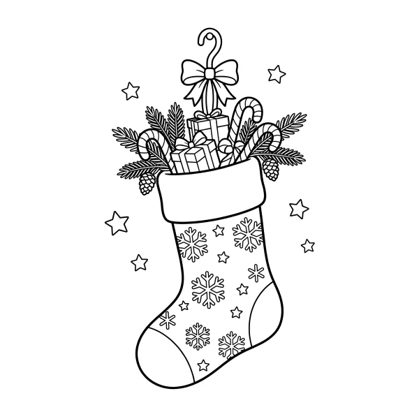 Coloriage Coloriage Chaussette de Noël à imprimer