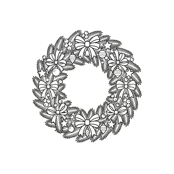 Coloriage Coloriage Couronne de Noël à imprimer