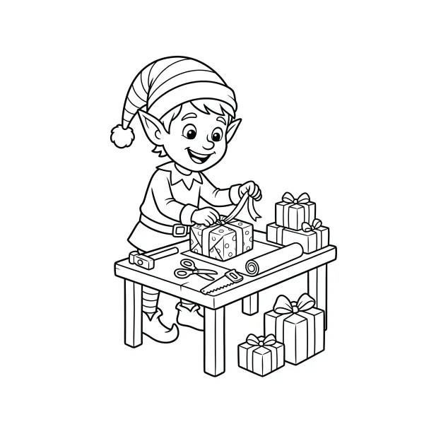 Coloriage Coloriage Lutin de Noël à imprimer