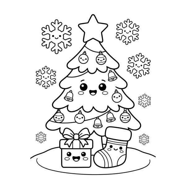 Coloriage Coloriage Noël Kawaii à imprimer