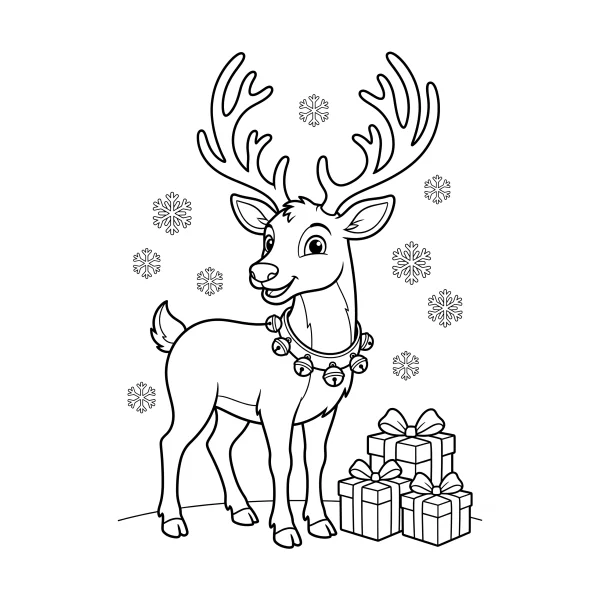 Coloriage Coloriage Renne de Noël à imprimer