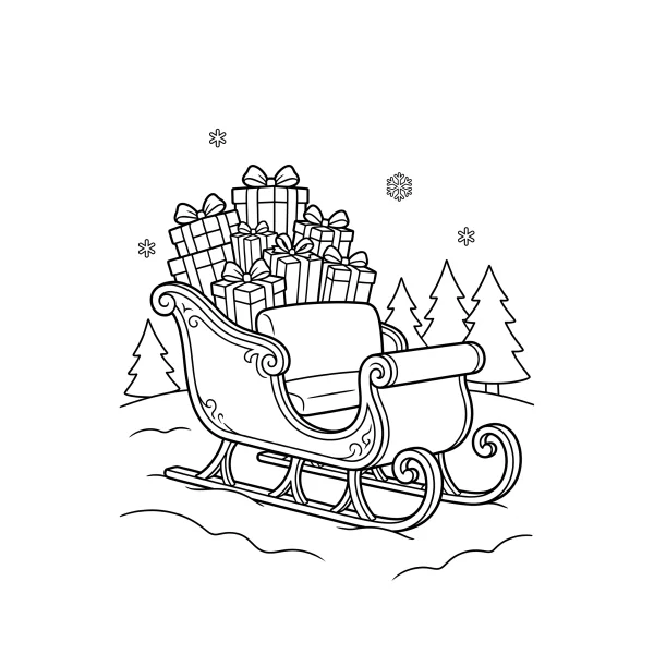 Coloriage Coloriage Traîneau du Père Noël à imprimer