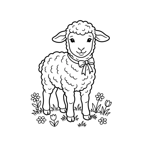 Coloriage Coloriage Agneau de Pâques à imprimer