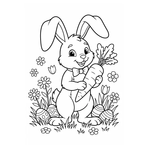 Coloriage Coloriage Lapin et Carotte de Pâques à imprimer