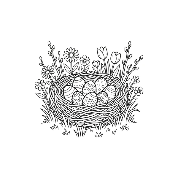 Coloriage Coloriage Nid de Pâques à imprimer