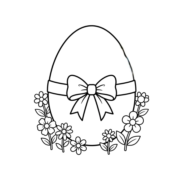 Coloriage Coloriage Œuf et Ruban à imprimer