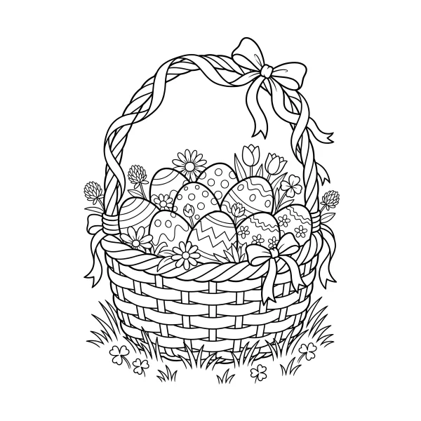 Coloriage Coloriage Panier de Pâques à imprimer