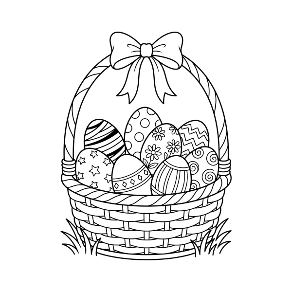 Coloriage Coloriage Panier d’Œufs Colorés à imprimer